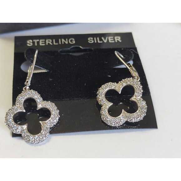 Women's Sterling Silver Stud Earrings 2" x 3/4"  NEW - Picture 7 of 9